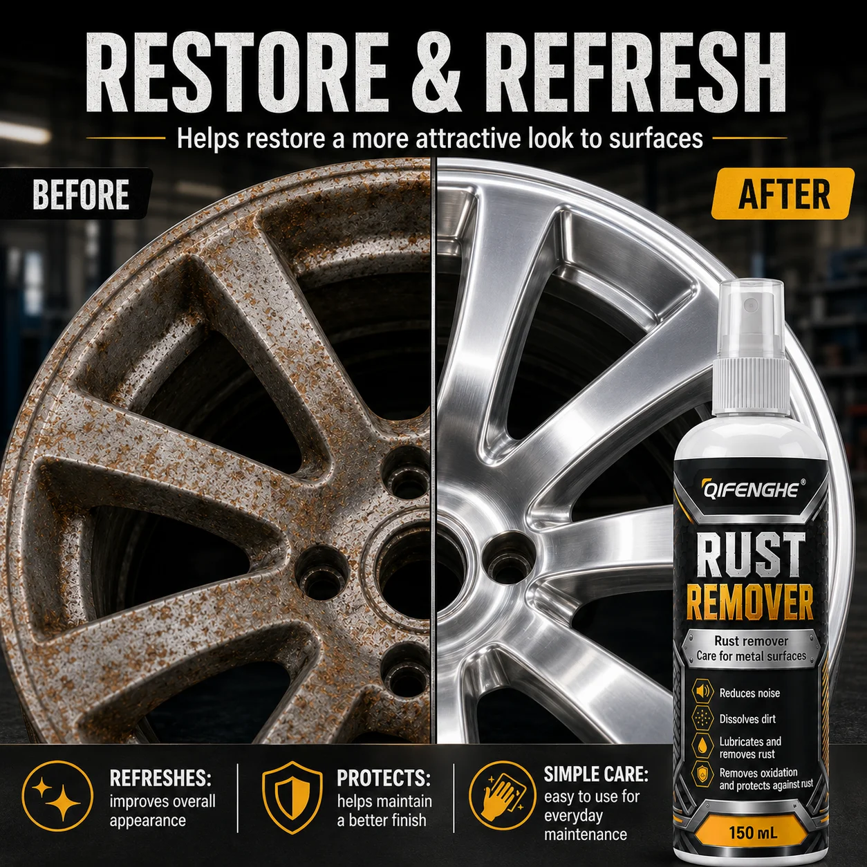 Portable Rust Removal Spray For All Metal Surfaces Lubricating Noise Reduction Anti-Corrosion Care Agent 100ml