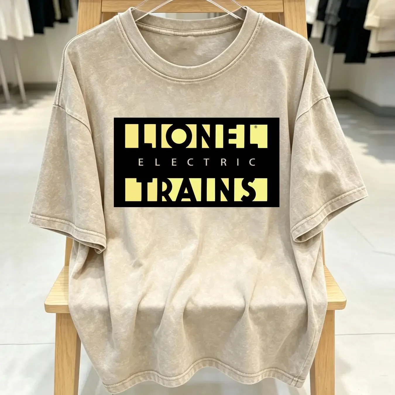 washed T Shirt Lionel Electric Trains Orange XL Light Marks On Front long sleeves vintage Washed Stylish Breathable Unisex