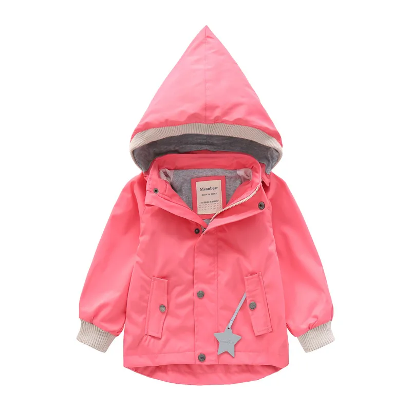 Baby and Girls Boys Plain Waterpoof Lined Hooded Zip Jackets School Kids Track Coats Child Outfit Tops Windbreaker