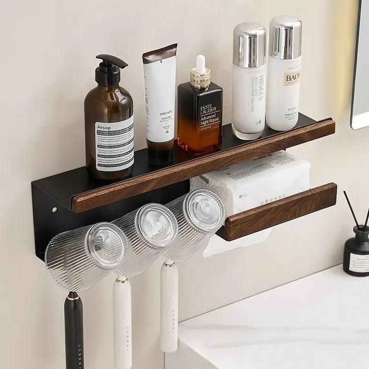 

Suitable forWalnut Toothbrush Shelf Face Tissue Shelf Toilet Bathroom Wash Table Non-punching Brushing Mouth Cup
