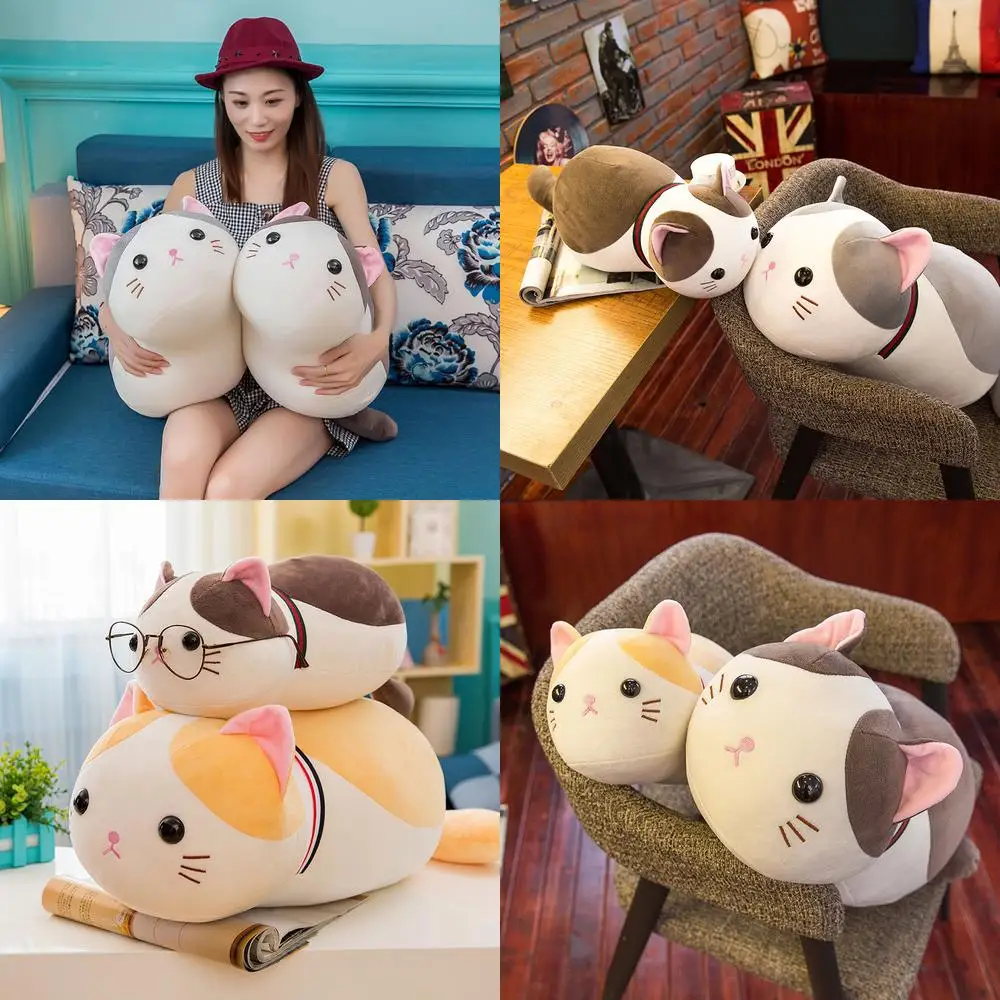 

Кавайная плюшевая игрушка, милая кошка, подушка, мягкая кукла, мягкое приятное животное для детей, подарок на день рождения, идеальный компаньон для сна и стиль домашнего животного