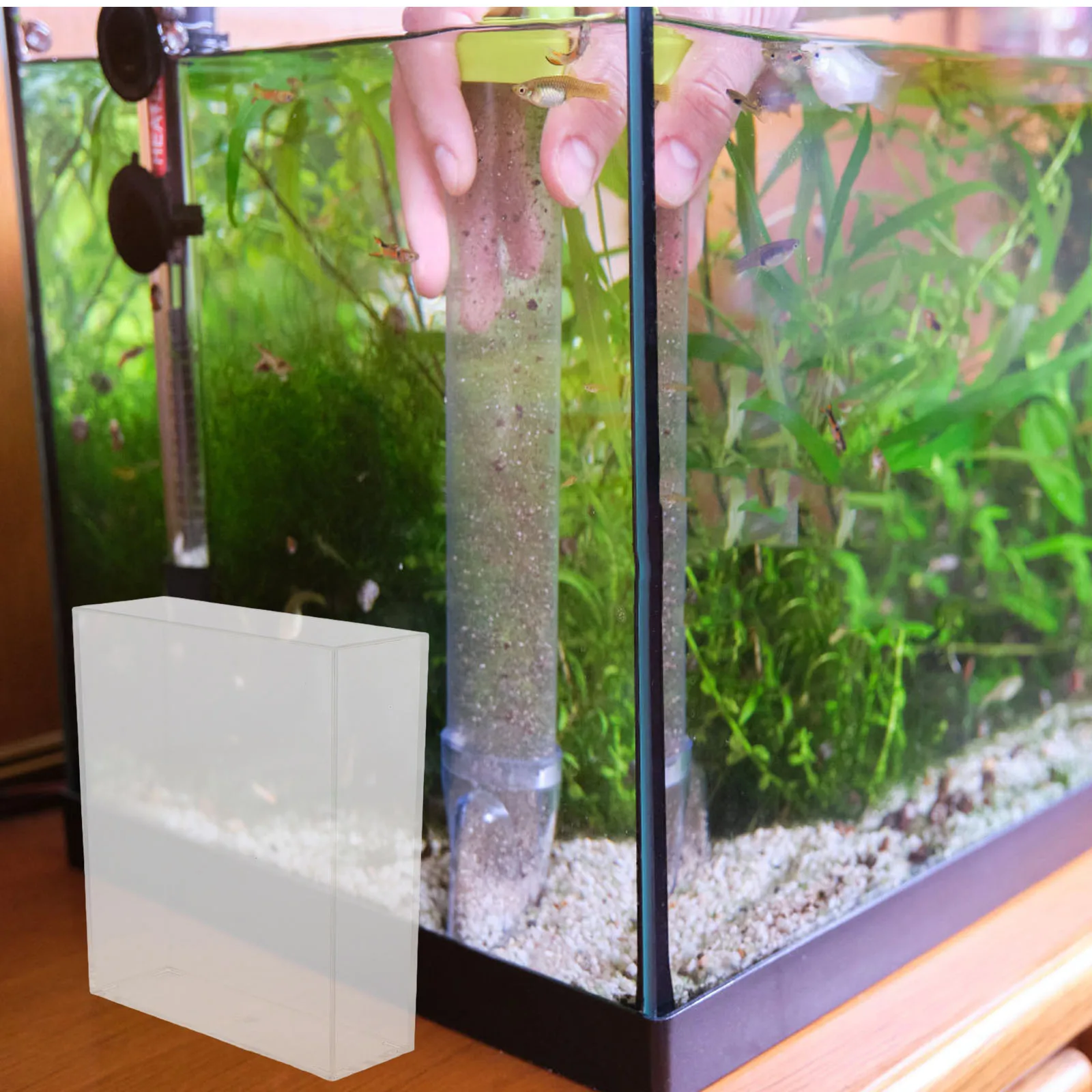 

Portable Clear Acrylic Fish Viewing Box Betta Tank Storage Hatching Container Desktop Aquarium Breeding Bowls Small Tanks