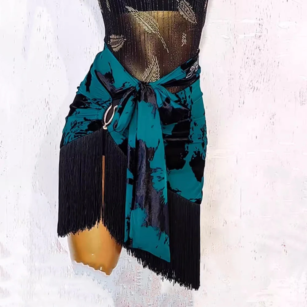 تنانير الرقص اللاتينية شرابة أداء المرأة السالسا رومبا سامبا ممارسة تنورة مرحلة Dancewear