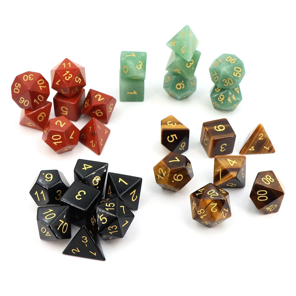 Polyhedral Dice 7pcs DND RPG Table Games Dice Set D6 D20 Board Table Games Math Natural Stone Crystal Entertainment Accessories