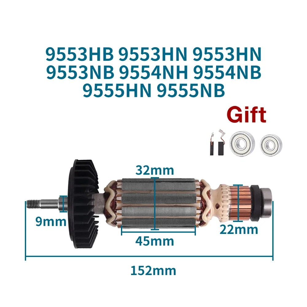

AC220-240V Armature for Makita 9553HB 9553HN 9553HN 9553NB 9554NH 9554NB 9555HN 9555NB Rotor Anchor Stator Coil Replacement
