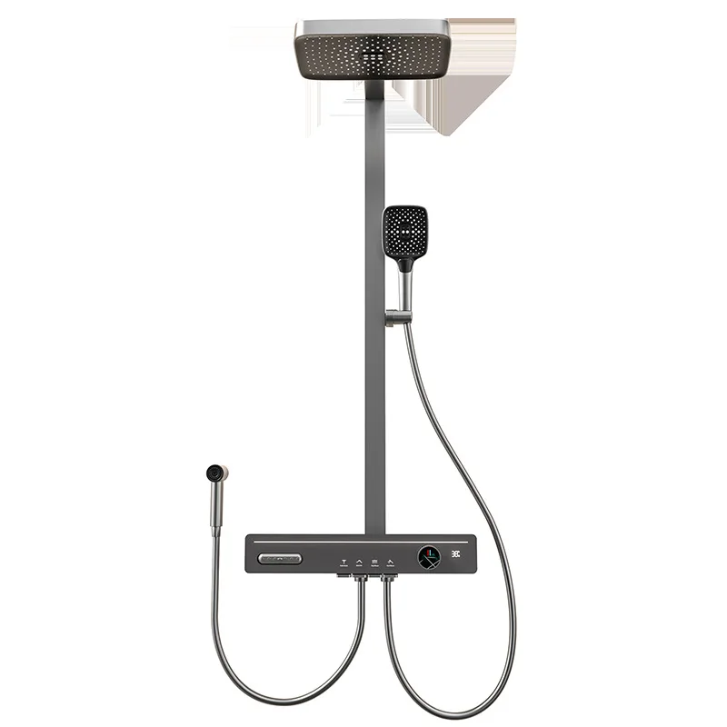

Household gun gray digital shower set, hot and cold, milk white, hand-held shower.