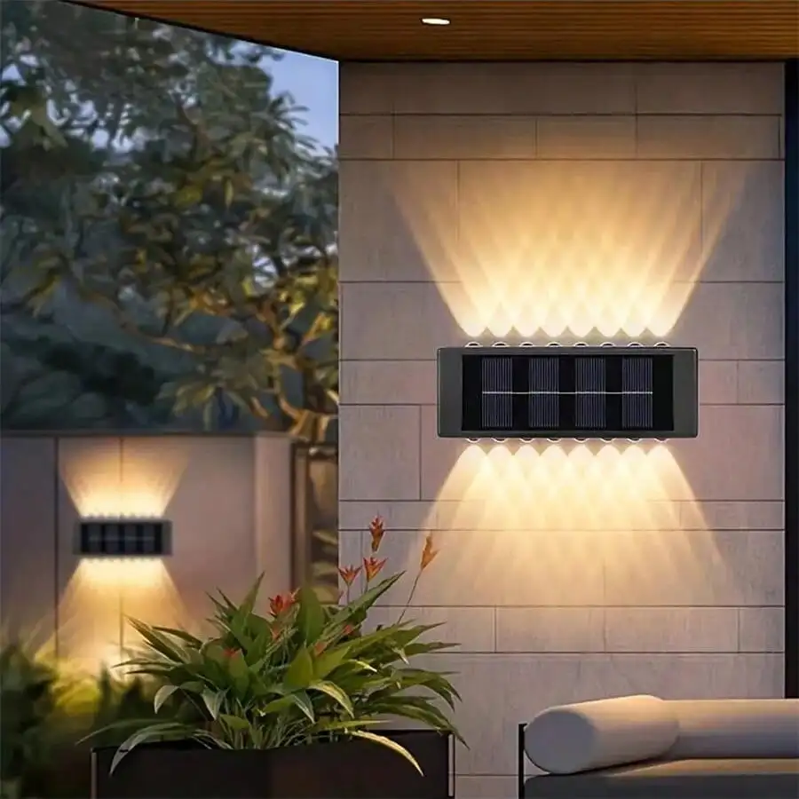 

2pcs Solar Outdoor Wall Lights, IP65 Waterproof LED Garden Patio Deck Fence Decorative Solar Wall Lamps