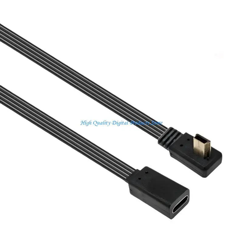

U2JE Type C Female to Mini USB Male Adapter Cable 90 Degree Data Cord Wire for Smartphones Tablets and Cameras