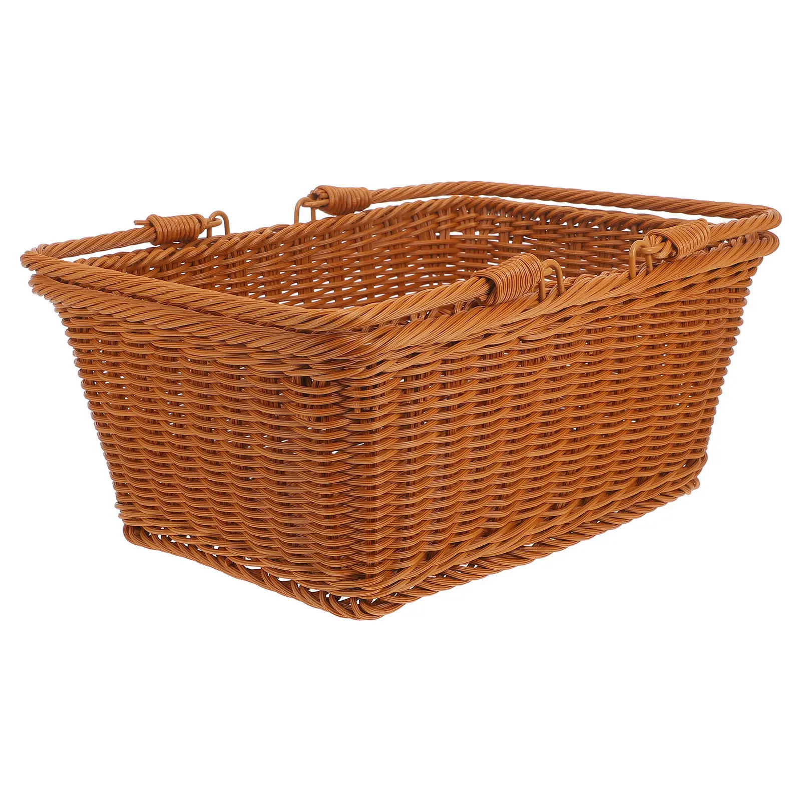 

Portable Simulation Rattan Basket Large Capacity Outdoor Picnic Storage Basket Multipurpose Woven Fruit Vegetable Container