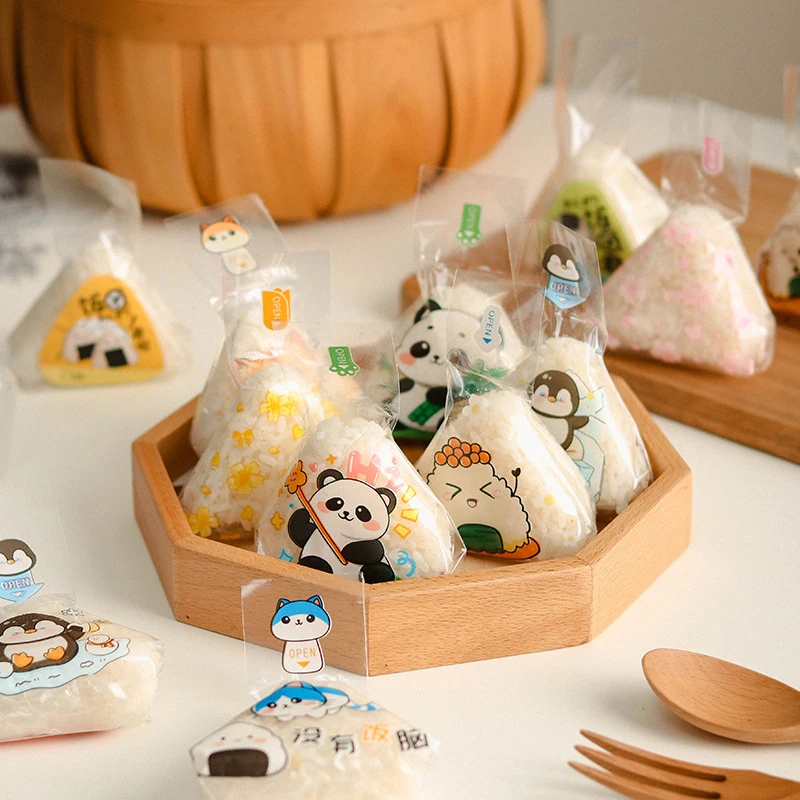 Cartoon Triangle Onigiri Bags Sealing Stickers Seaweed Sushi Mold Bags Sushi Bento Accessories Delicious Packaging