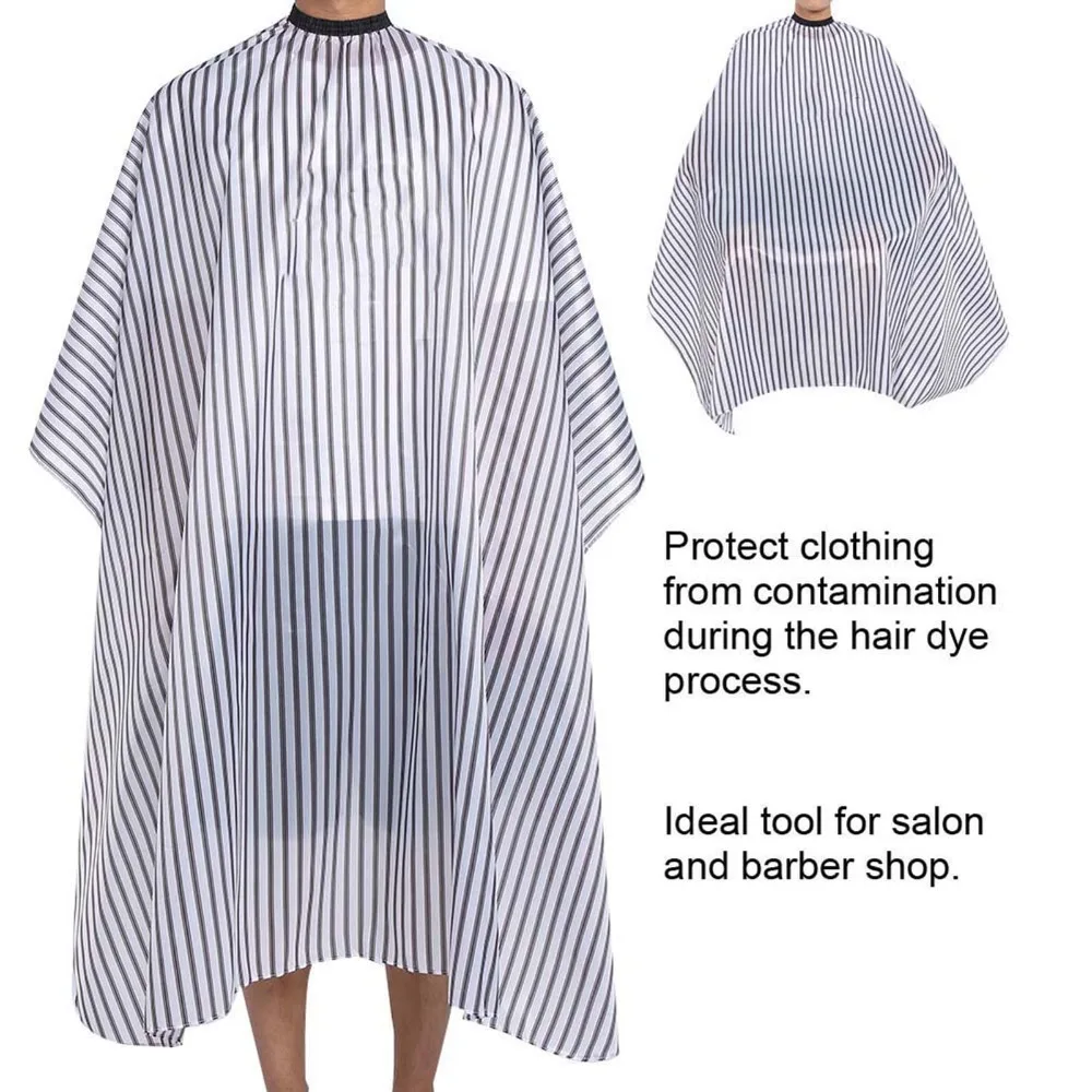 Salon Use Waterproof Hair Cutting Cape Anti Static Nylon Material Barber Apron Stripe Design Hairdressing Gown For Hairdressers