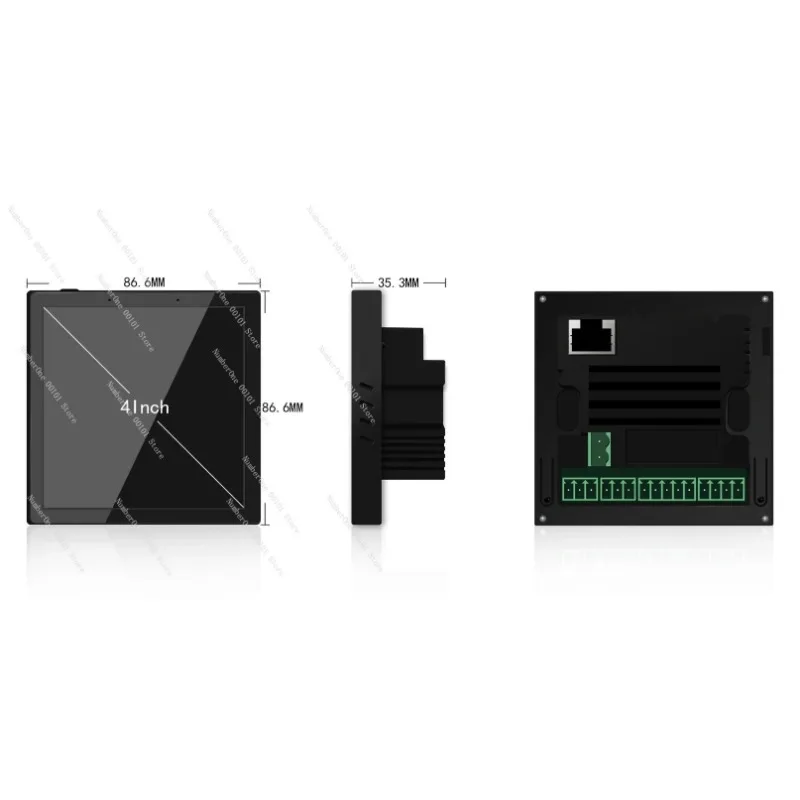 4 Inch 86 Background Music Host, Smart Wall Panel Audio Player with WiFi Bluetooth AUX RS485 Ethernet Port Programmed Timer