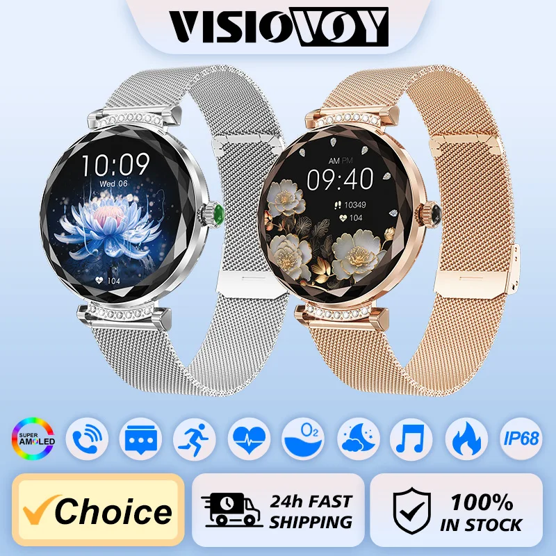 

NX7pro Lady Gold Two Straps Smart Watch Fashion Luxury Diamond 1.19" AMOLED BT Call Women Female IP68 NX7 Pro Reloj Smartwatch