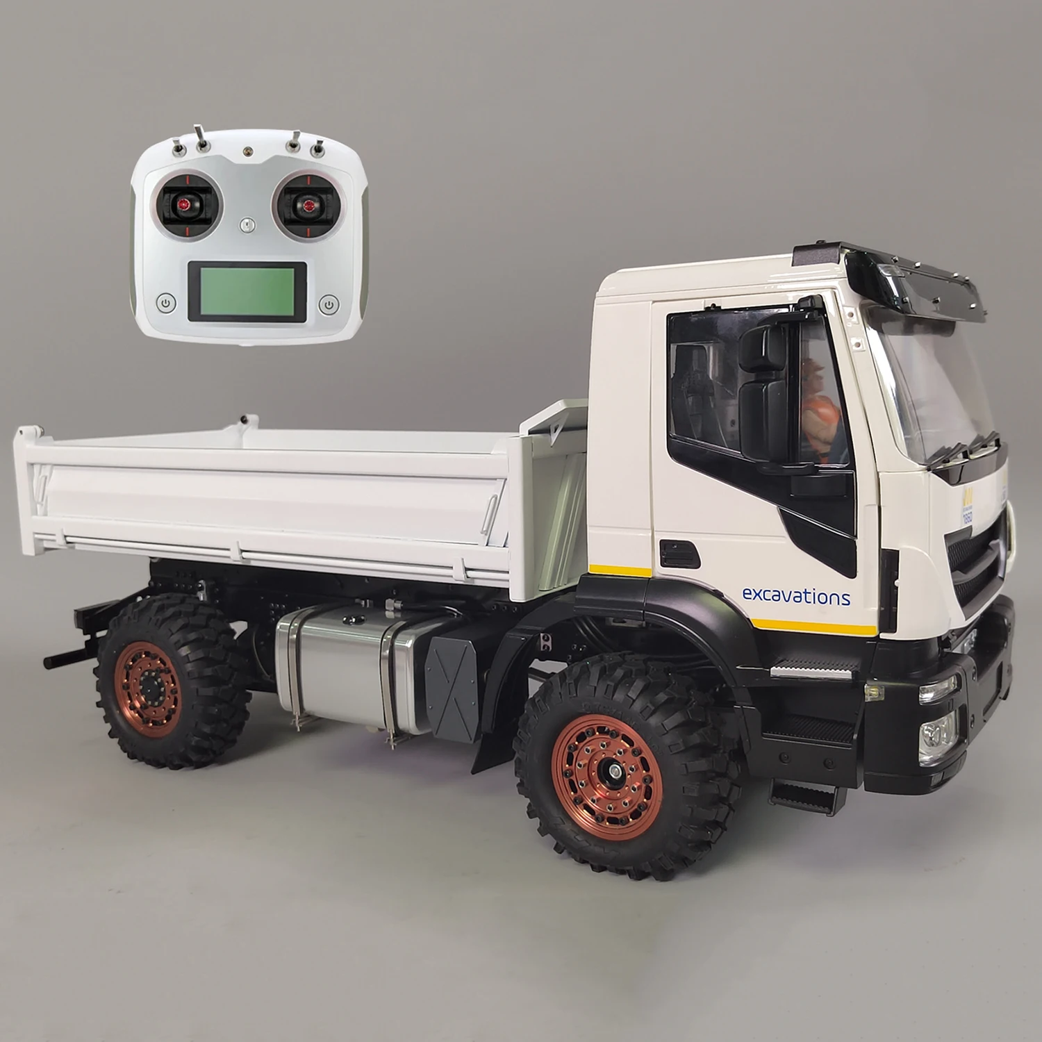 4x4 RC Dump Truck 1/14 Hydraulic RC Truck with Light and Sound System Gearbox Dump Truck Metal Model Remote Control Car Toys