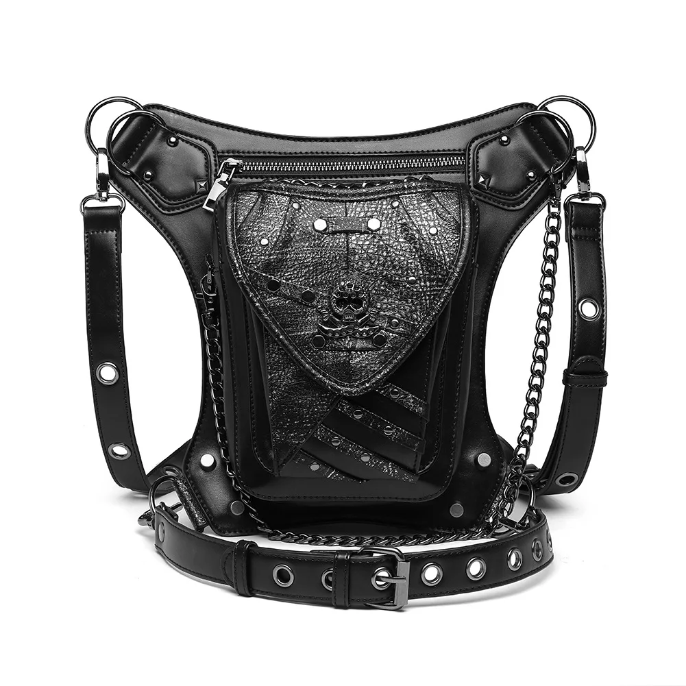 

Punk Chain Bag Women's Steampunk Contrast Mobile Phone Bag Women's Shoulder Bag Messenger Bag Zero Waist Bag Fanny Pack Leg Bag