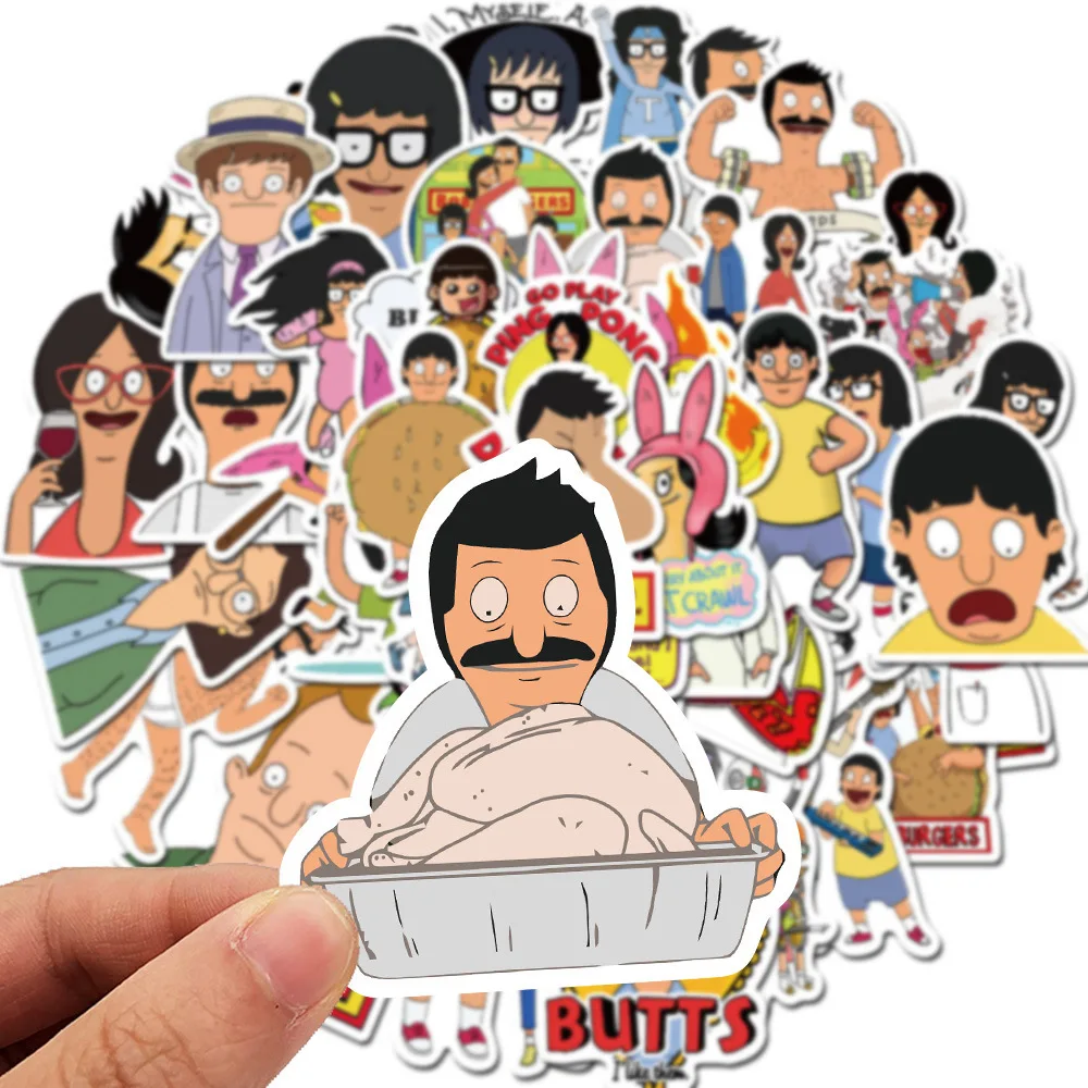 10/30/50pcs Cartoon Bobs Burgers Anime Stickers Decals DIY Laptop Phone Skateboard Notebook Suitcase Car Waterproof Sticker Toys