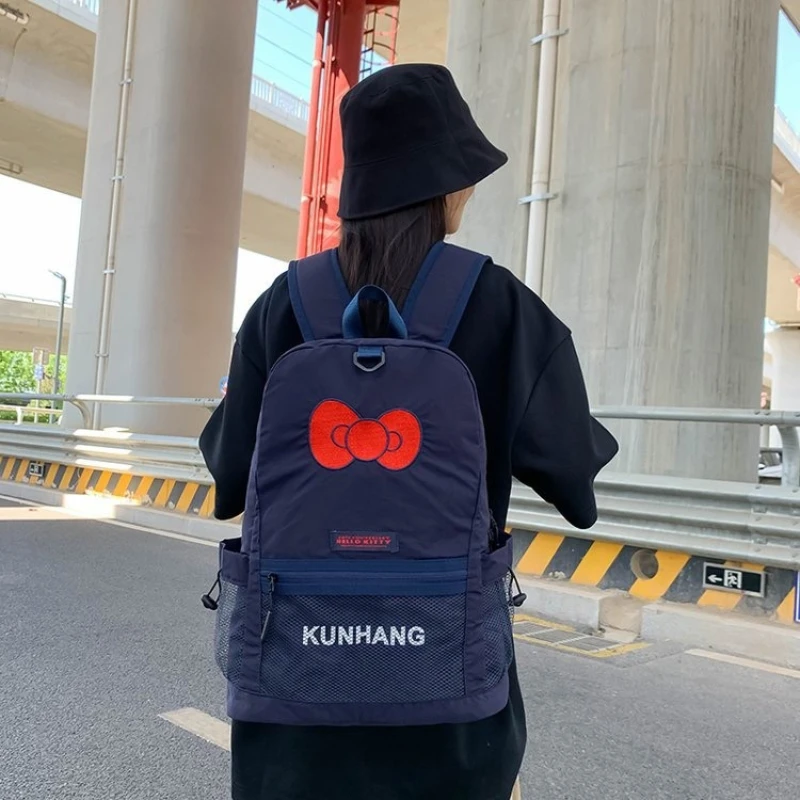 

Japan Kawaii Hello Kitty Ins Bow Backpacks Campus Large Capacity Student School Bag Fashion Versatile Casual Mochila for Women