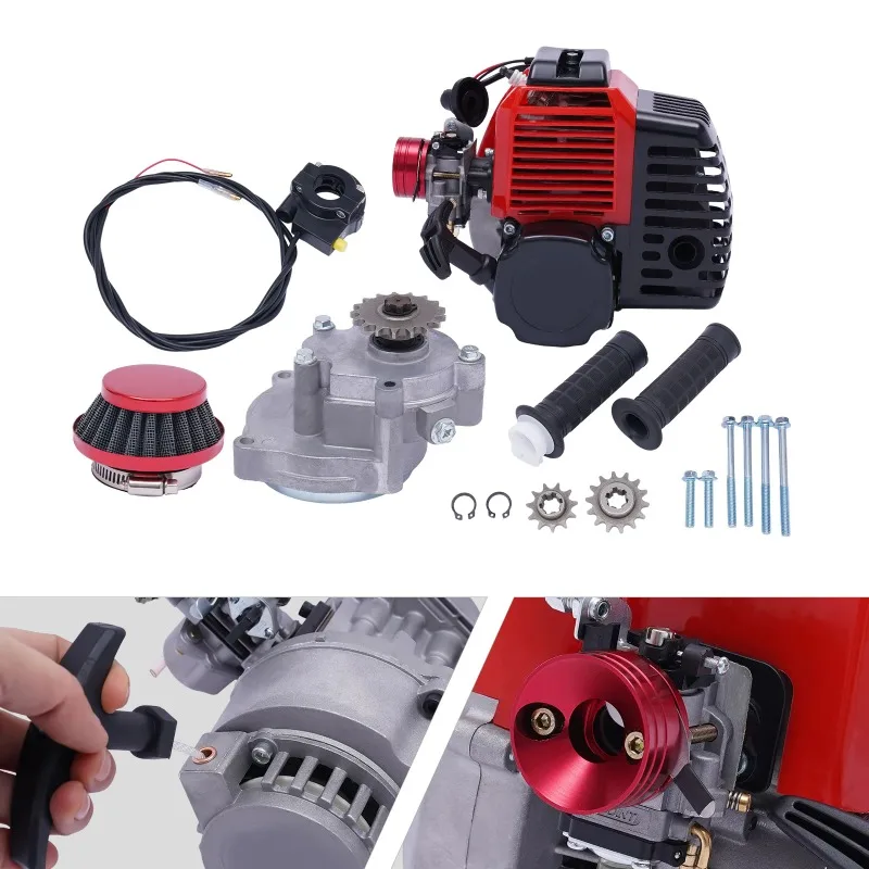 for Vapor Scooter 49CC 2 Stroke Engine Motor Kit Pull Start Single Cylinder For Vapor Chain Scooter Bicycle Motorized Red