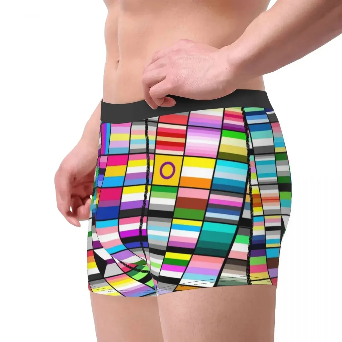 Men Boxer Briefs Shorts Panties Pride Flag Collage Mid Waist Underwear LGBT Gay Lesbian Pansexual Asexual Homme Underpants