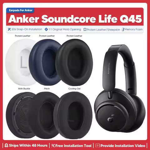 Replacement Ear Pads Earmuffs Earpads For Anker Soundcore Life Q45 BT Wireless Headphone