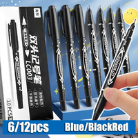 6/12Pcs Twin Tip Permanent Marker Black/Blue/Red Oil Marker Pen Fine Nid Marker Ink Stationery School & Office Supplies