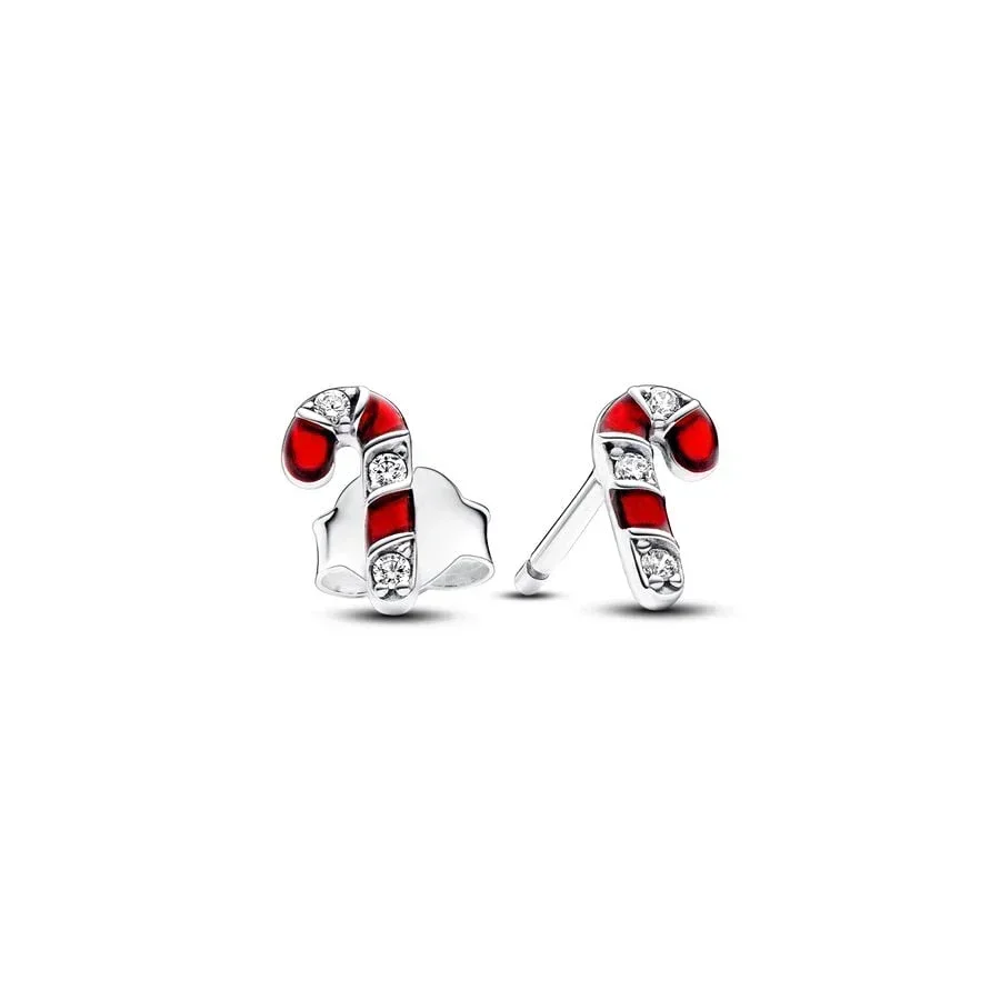 NEW 925 Sterling Silver pretty Single-row Huggie Moon Hoop Red Candy Cane Blue Herbarium Cluster Heart Pear Stud Earrings Gifts