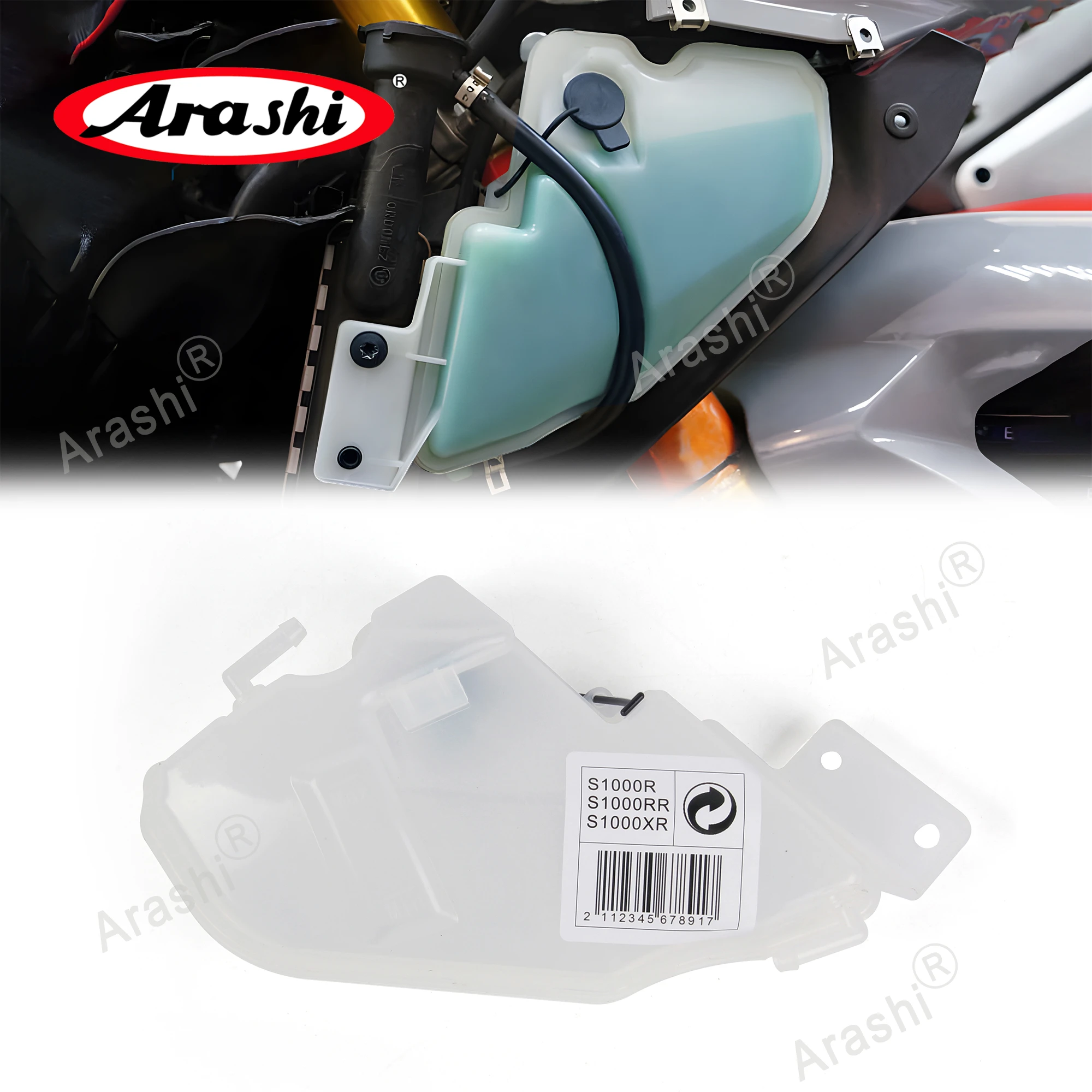 ARASHI For BMW S1000RR HP4 / S1000XR / S1000R 2010-2018 Radiator Coolant Reservoir Tank Caps Water Storage Overflow Bottle