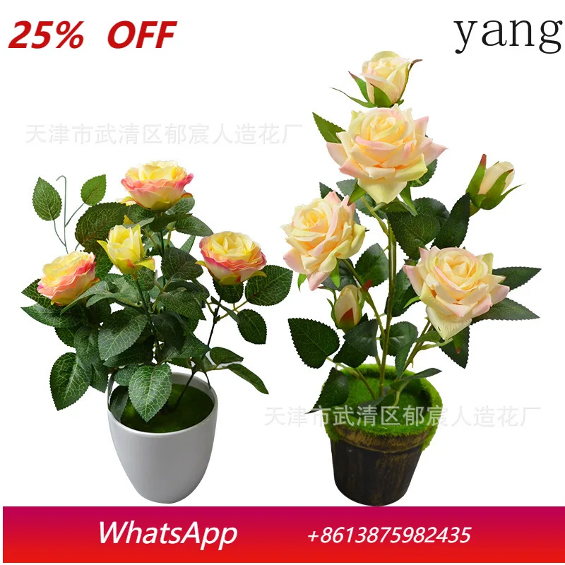 

CX simulation rose bonsai, home dining table decoration horned rose