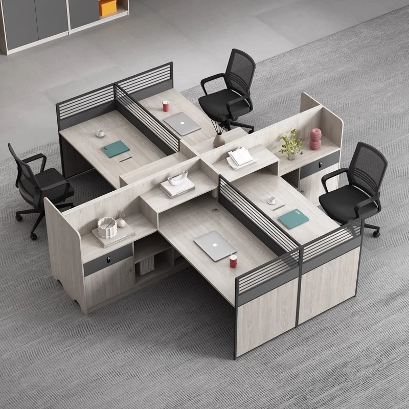 مكتب مكتب وكرسي مجموعة محطة عمل مزدوجة 6 أربعة 4 مواجهة طاولة مكتب بسيطة لطاولة الموظفين #2