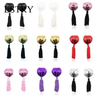 1 par de pegatinas sexis para mujer, lencería con borlas de lentejuelas, cubierta para pezones y sujetador, cubierta para pezones autoadhesiva con forma de corazón, cubierta para pezones y sujetador