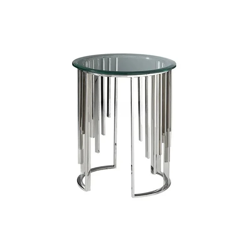 

X0 Designer simple creative glass edge few bedroom coffee table living room household stainless steel modern round corner few