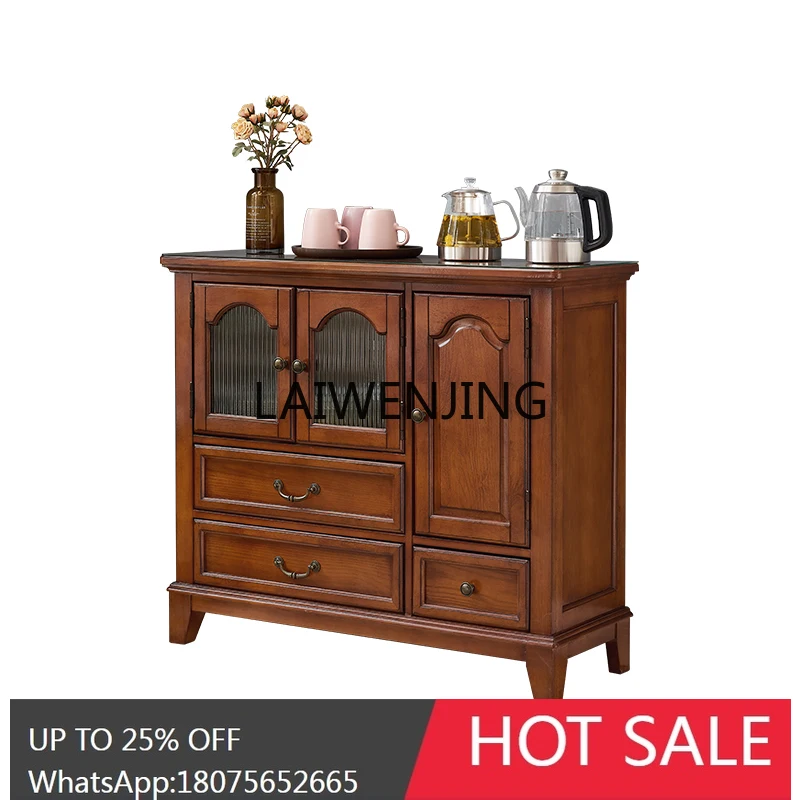 

tea cabinet kettle integrated retro solid wood kitchen side cabinet