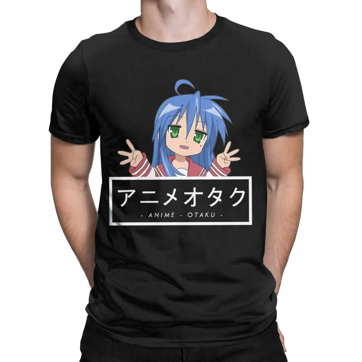 Men's T-Shirts Otaku Konata Izumi Lucky Star Humorous Cotton Tees Short Sleeve Anime T Shirts Round Neck Tops Printed