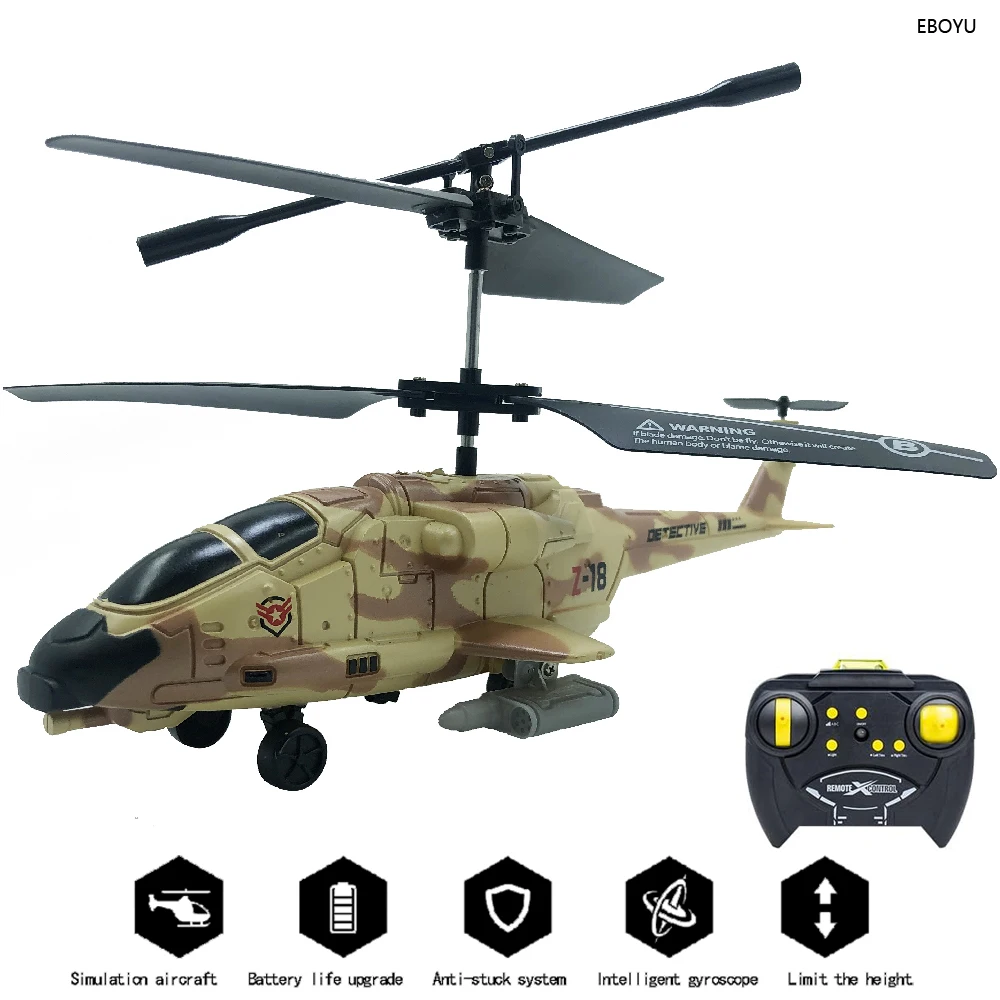 EBOYU JS8 Military RC Helicopter IR 3CH RC Single-blade Remote Control Helicopter Model RC Airplane Drone Gift Toy for Kids