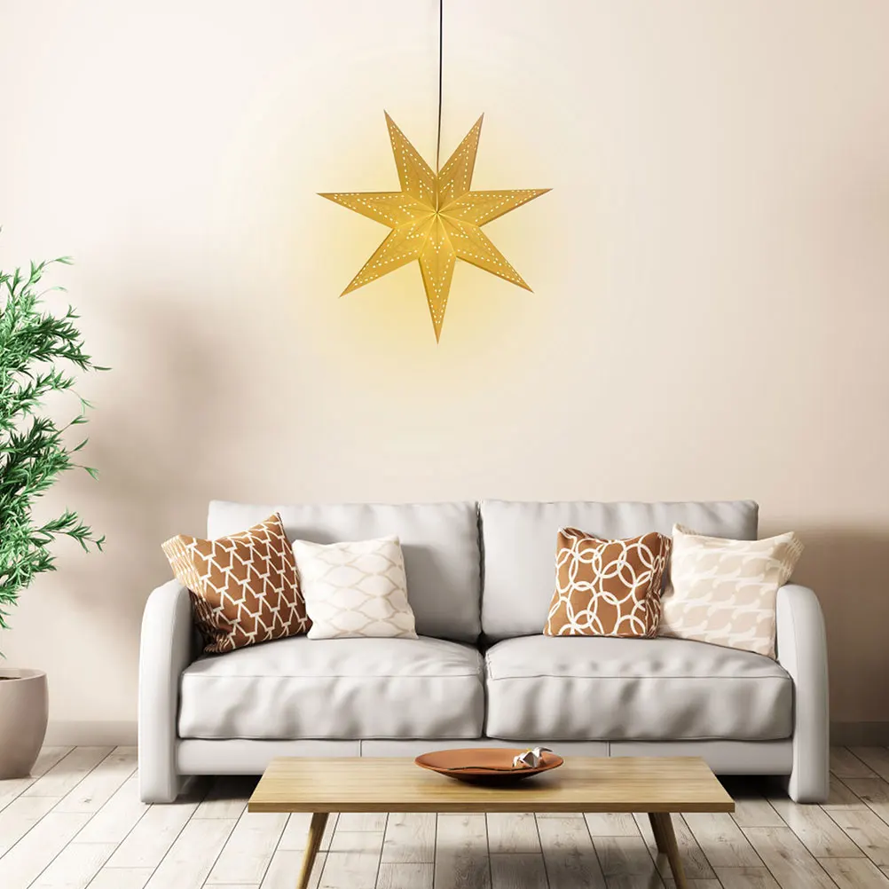 Foldable Paper Star Lantern Lampshade 3D Hollowed Star Shaped Light Shade Hanging Pendant for Xmas Christmas Decoration Home