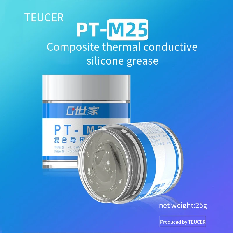 TEUCER-Pasta condutora térmica para CPU do computador, refrigerador, processador, dissipador de calor, composto para CPU, 25g, PT-M25