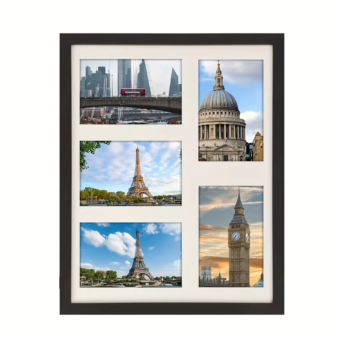 11x14-inch Wooden Wall Art with Spacer, 5 Compartments, 3.5x5.5-inch Collage Frames, Couple's Commemorative Set, 1 Piece