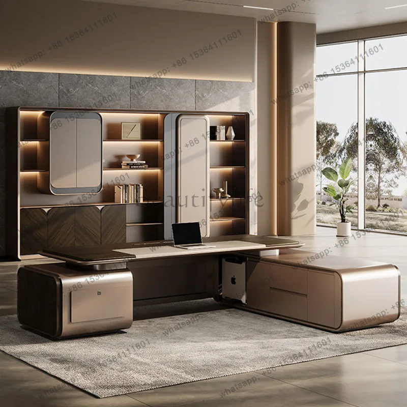 FG European Aesthetic Office Desk Display Modern Computer Decoration Office Desk Reception Storage Meuble Bureau Home Furniture