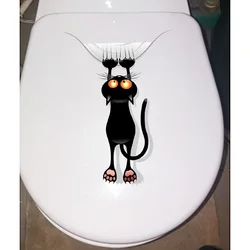 T192# Scratch Cat Funny Bathroom Toilet Sticker Classic Room Wall Decals 3d Hole Cat Animals Mural Art Home Decor Refrigerator