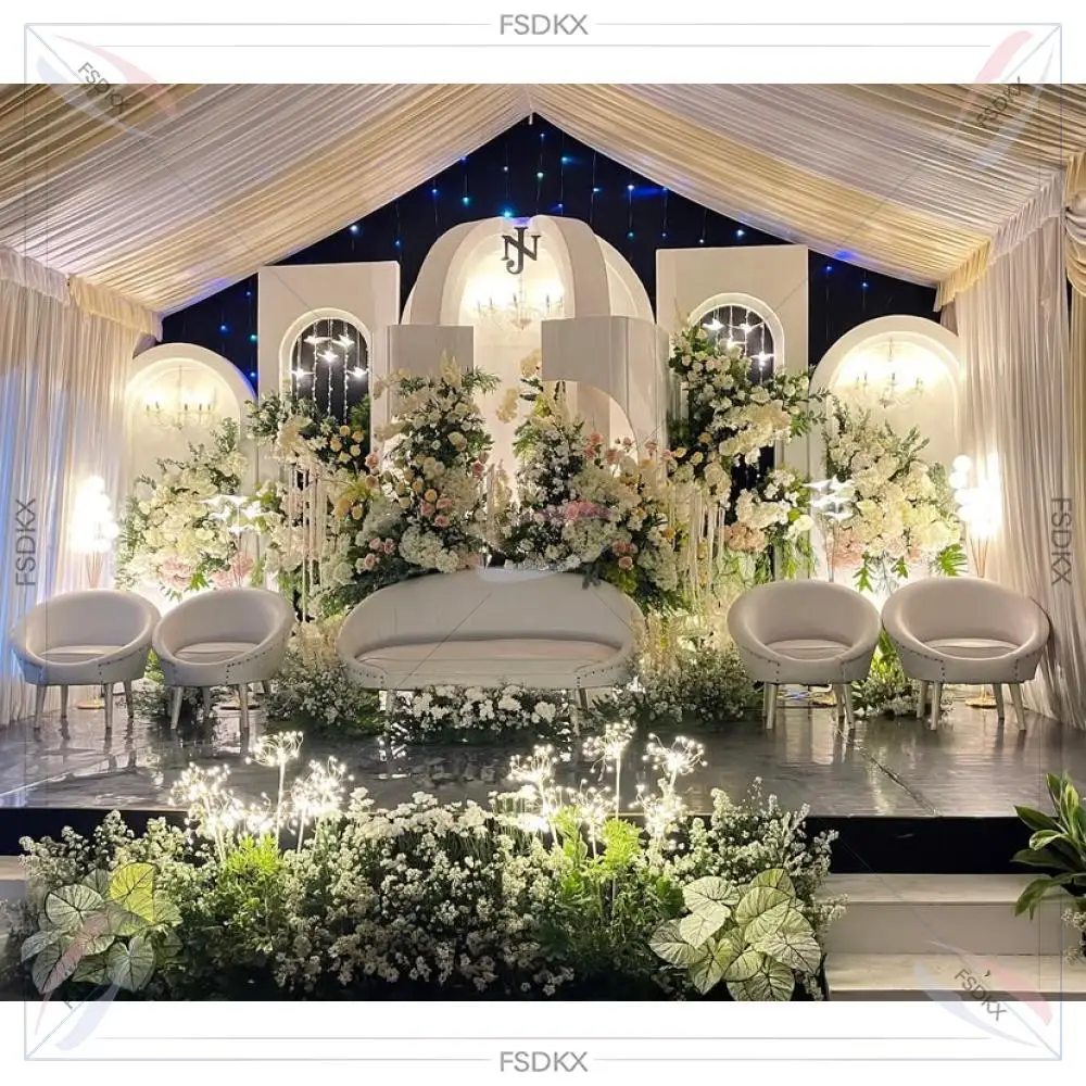 FSDKX PVC Wedding Backdrop White Customized Style Stage Decor Wall Events Supplier Props