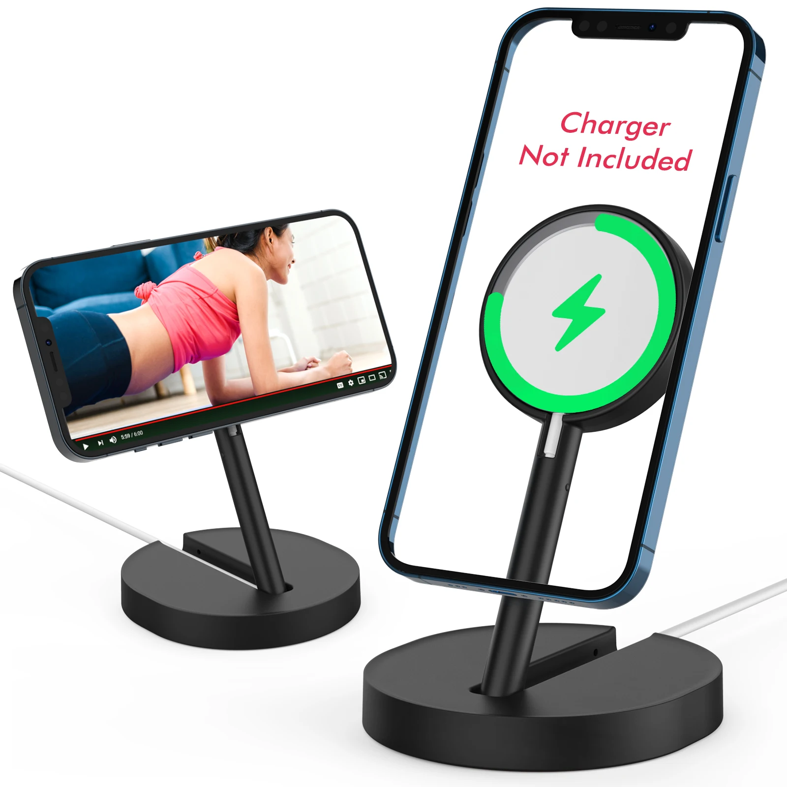 

Держатель беспроводного зарядного устройства для телефона Регулируемая подставка для зарядки мобильного телефона для Magsafe iPhone 16 17 Pro Max Samsung (без зарядного устройства)