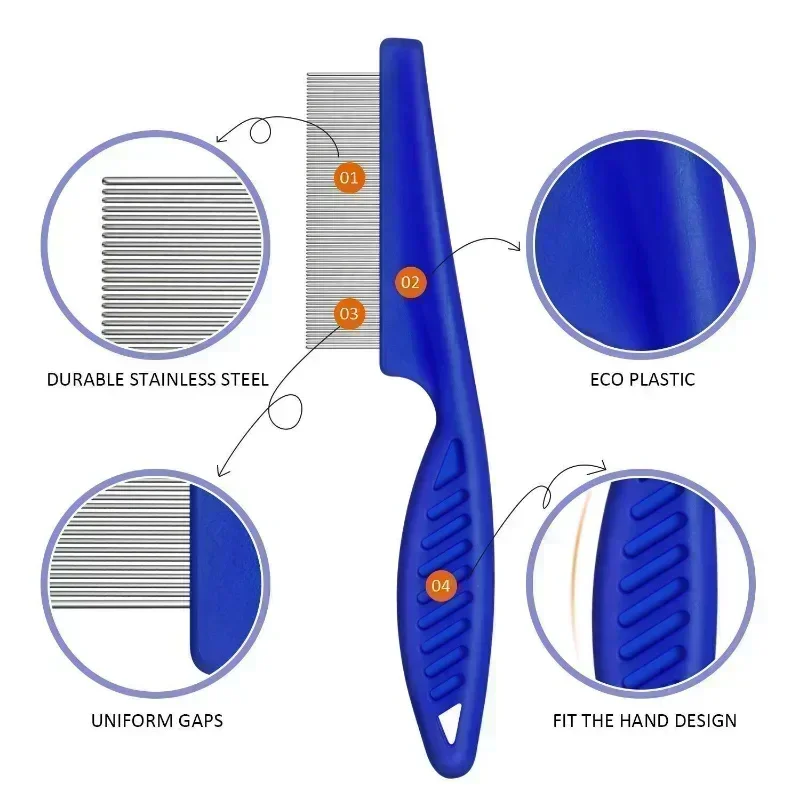 Pet Comb Pet Tear Stain Removal Dog Comb Gently Removes Slime and Shell Small Lice Flea Comb for Dog Cat Supplies Cat Brush