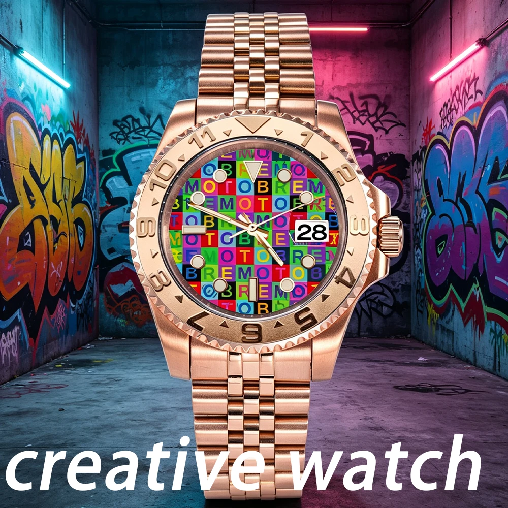 men Luxury custom watches china NH35 movement automatic mechanical watch sapphire glass creativity watch stainless steel strap