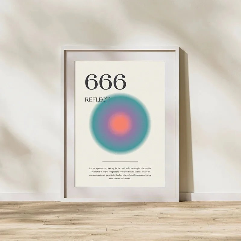 Vintage Aura Angel Number 666 999 Energy Spiritual Zen Art Poster Canvas Painting Wall Prints Picture for Living Room Home Decor