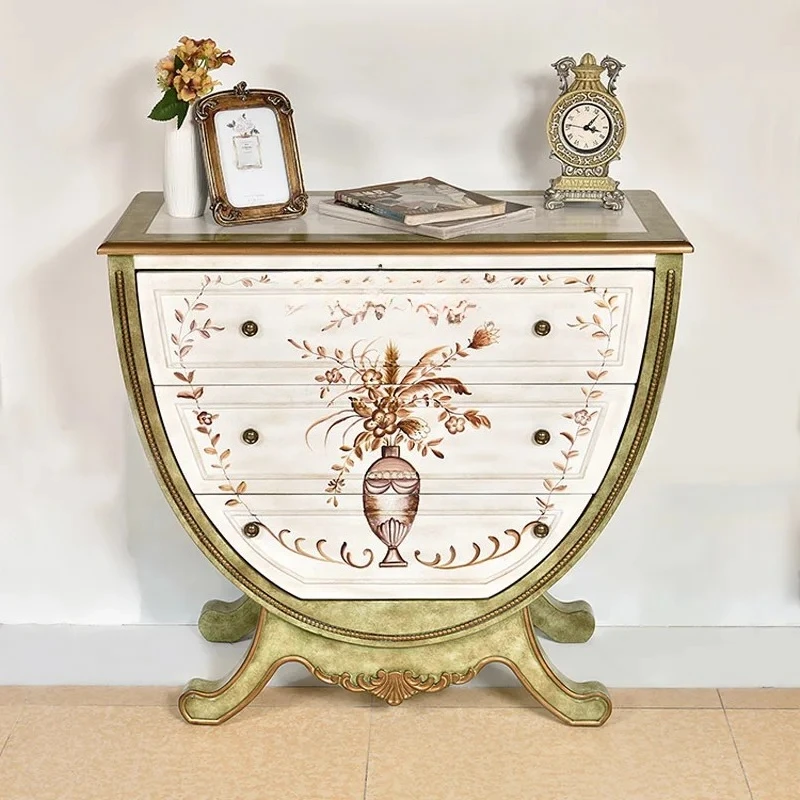 entrance counter European-style chest cabinet painted solid wood living room decorative storage cabinet corridor