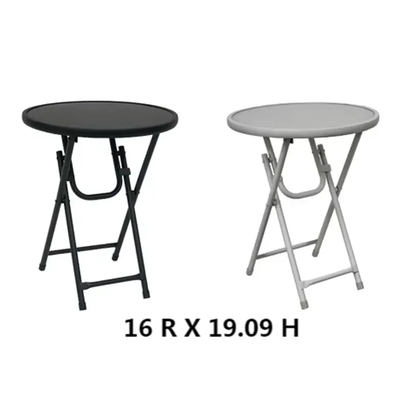 19 Inch Round Folding Bar Table Black Metal Frame Glass Top High Bistro Cocktail Stand for Banquet Cafe Home Party Furniture