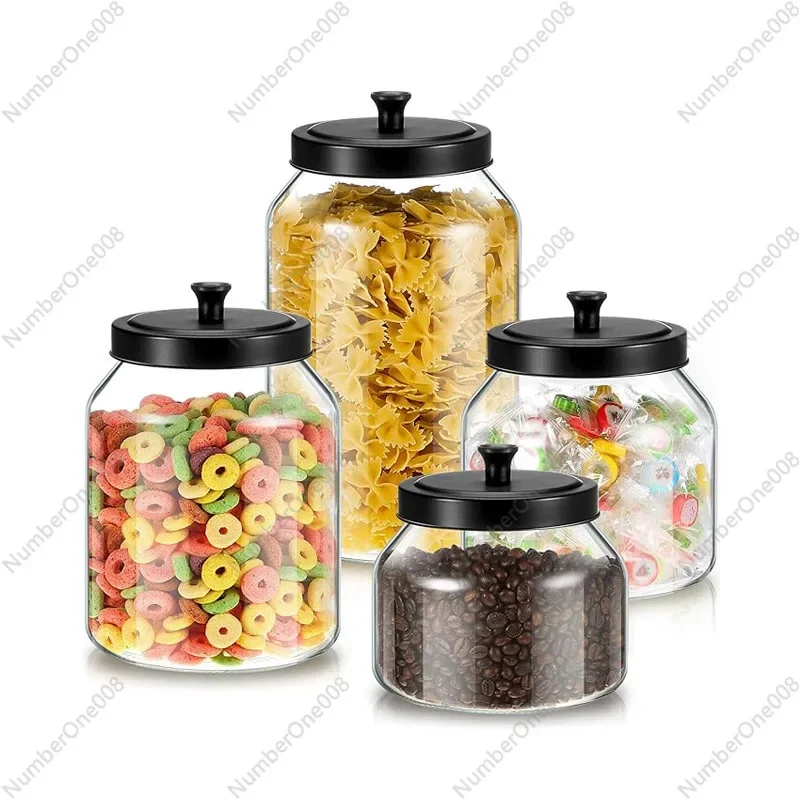 

Biscuit Glass Sealed Jar, Grain Storage Storage Tank with Matte Metal Lid, Large Glass Storage Tank