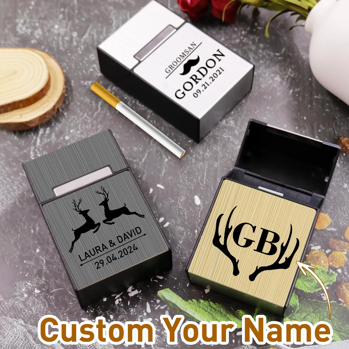 1pc Custom Engraving Cigarette Case, Personalized Cigarette Case, Customized Men's Gift, Gift for Husband, Father's Day Gift