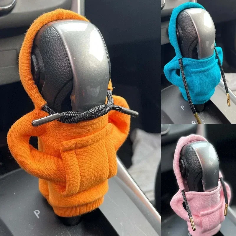 Creative Car Gear Lever Hoodie Handbrake Cover Car Gear Shift Lever Hood Small Sweater Decoration Gear Lever Clothing Cover