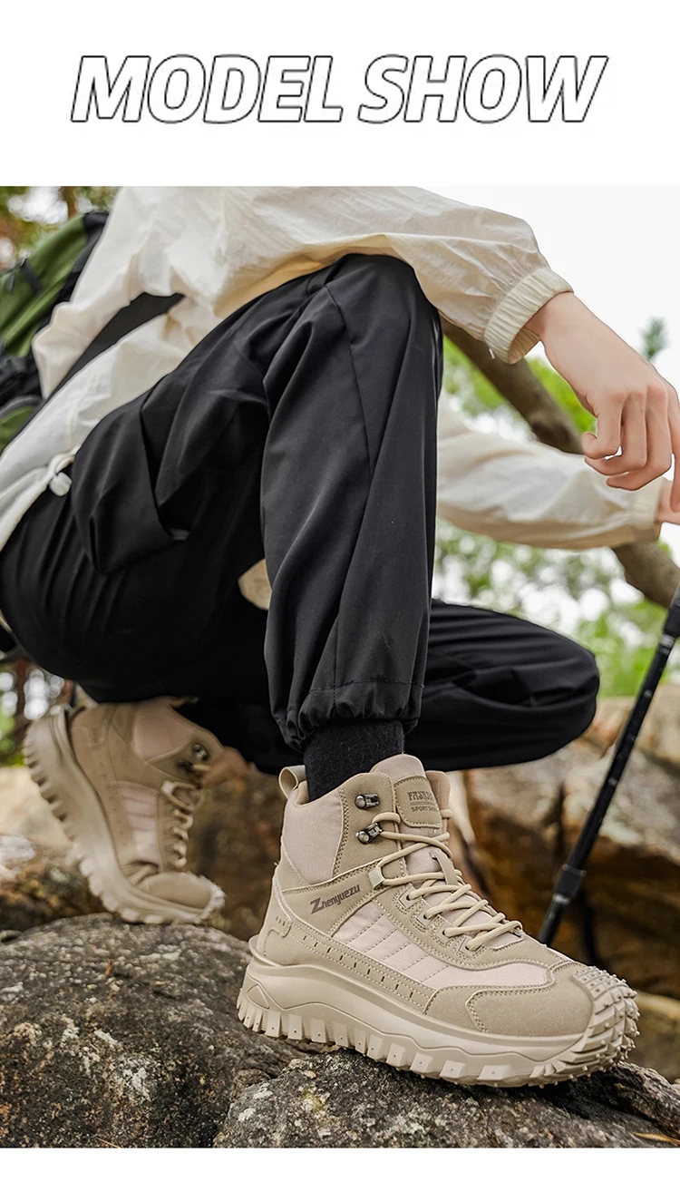 Neue Herbst-High-Top-Sport-Wanderstiefel in großen Größen, bequem mit dicken Sohlen, leicht und lässig, geeignet für tägliche Outdoor-Aktivitäten, Wandern, Reisen, Bergsteigen und Campingausrüstung für alle Jahreszeiten. – Detail 9